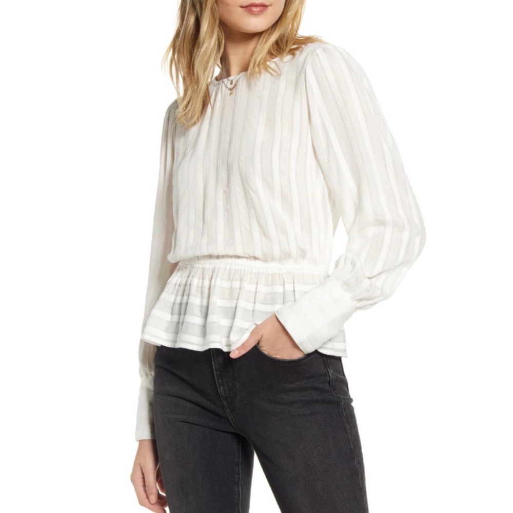 NWT Nordstrom Treasure Bond Sheer Stripe Blouse M